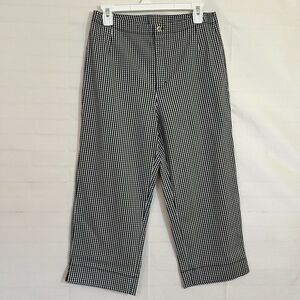 Chicos Gingham Crop Pant Womens 1 aka M Black White Summer Poly Rayon Blend